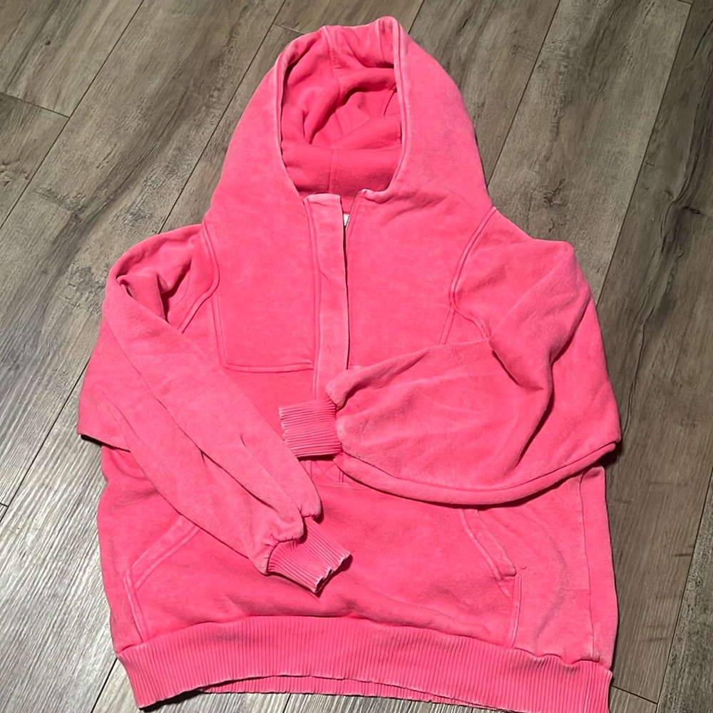 Quarter zip hot pink sweatshirt